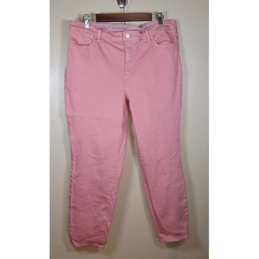 Talbots Flawless Slim Ankle Pink Denim Pants Womens 16 Stretch Cotton Blend